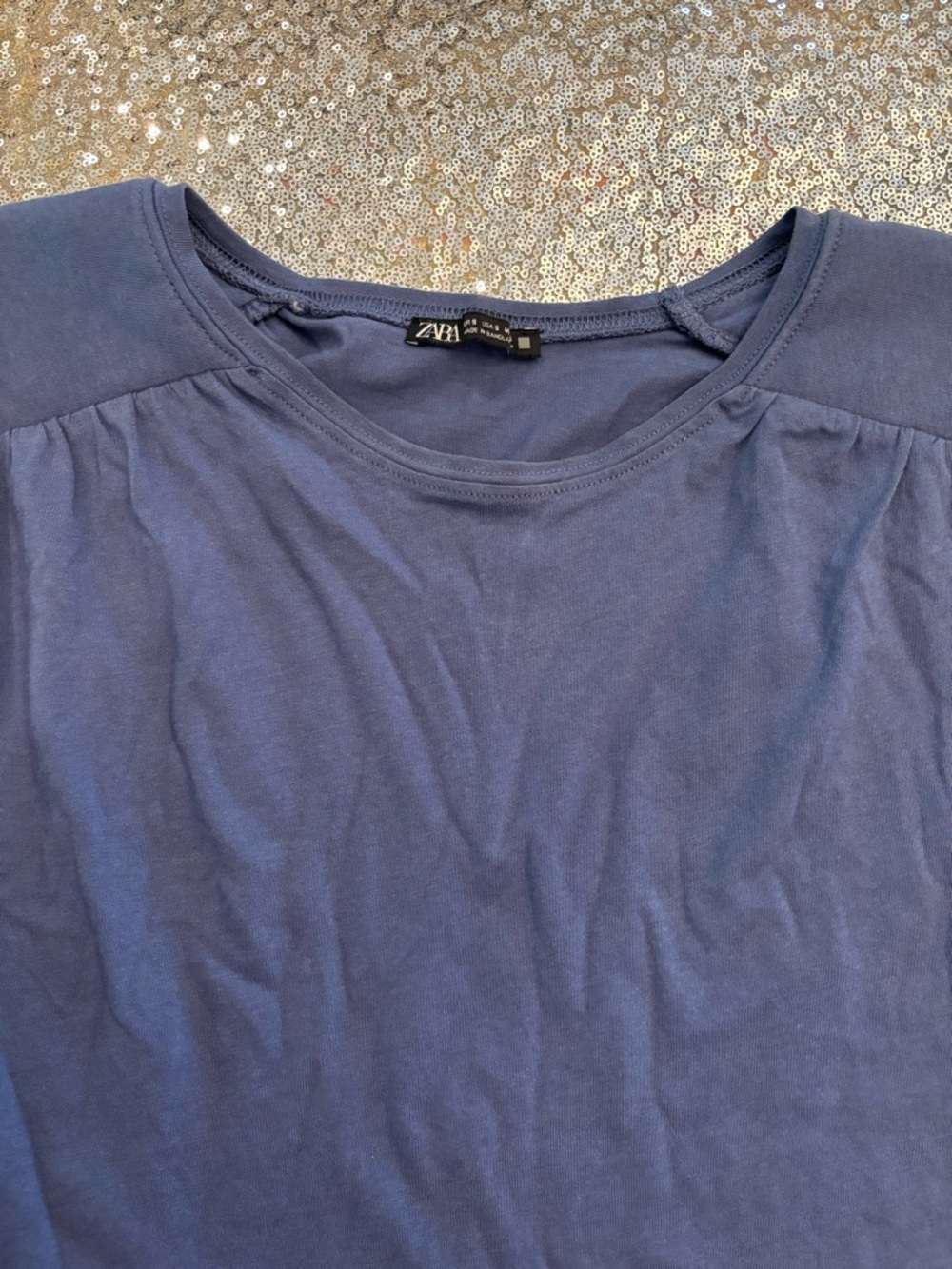 Zara Slate Blue Round-Neck Tee